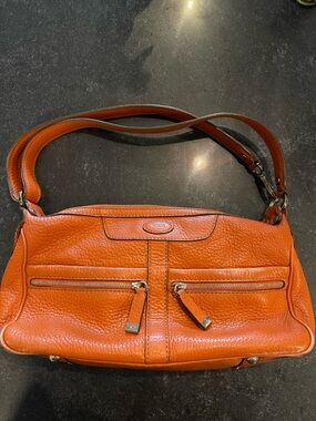 Tod's Burnt Orange Pebbled Leather Shoulder Bag